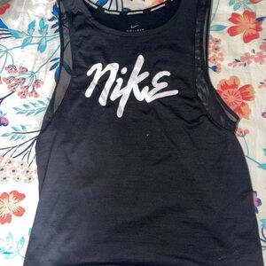 Nike Black Tank Top with White Script Logo